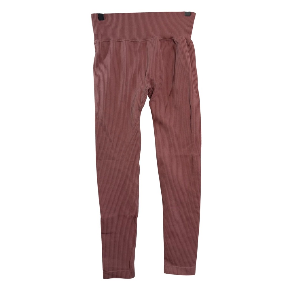 Halara Womens Ribbed‎ High Waisted 7/8 Leggings Mauve Pink Size Medium Yoga Gym
